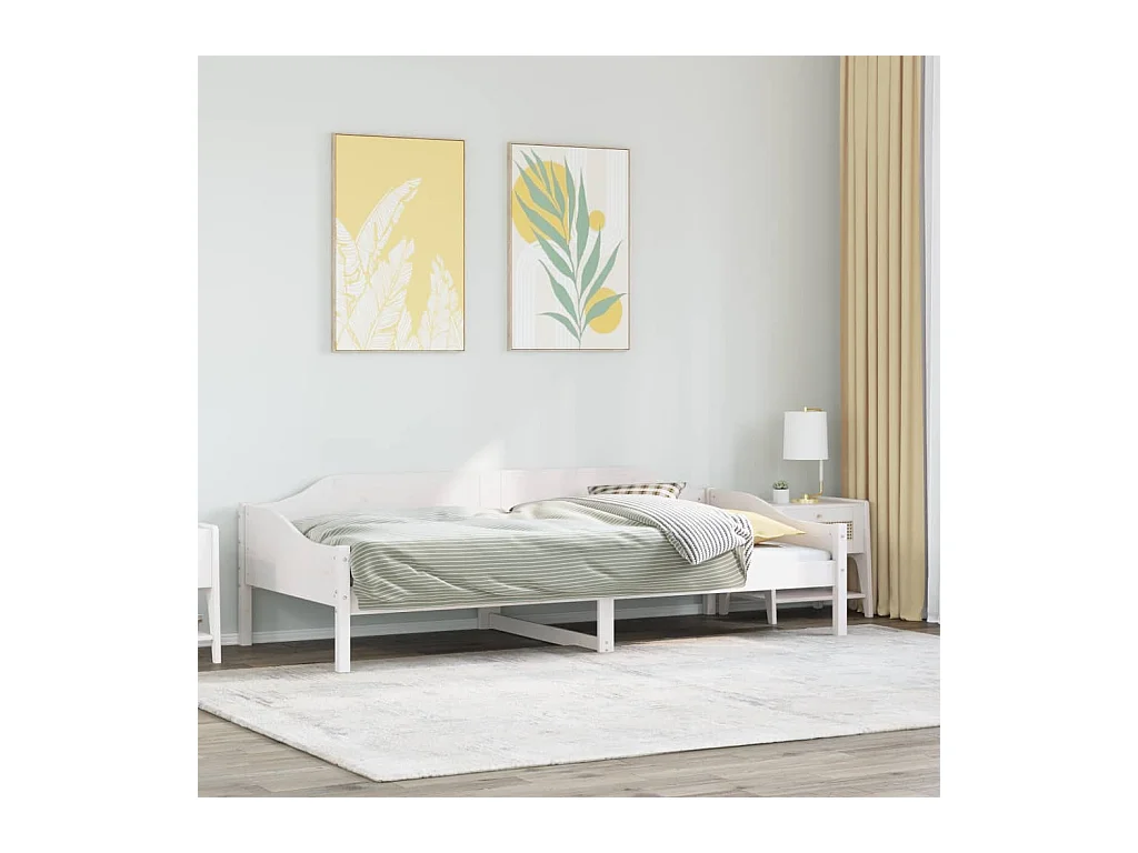 Cadre de lit sans matelas blanc 80x200 cm bois massif de pin
