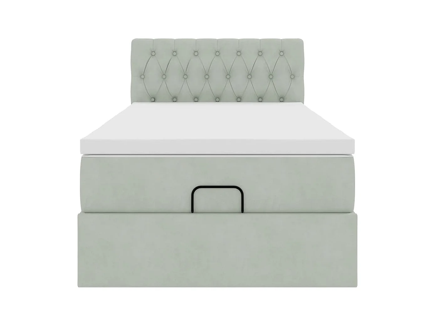 Cadre de lit ottoman avec matelas gris clair 80x200 cm velours