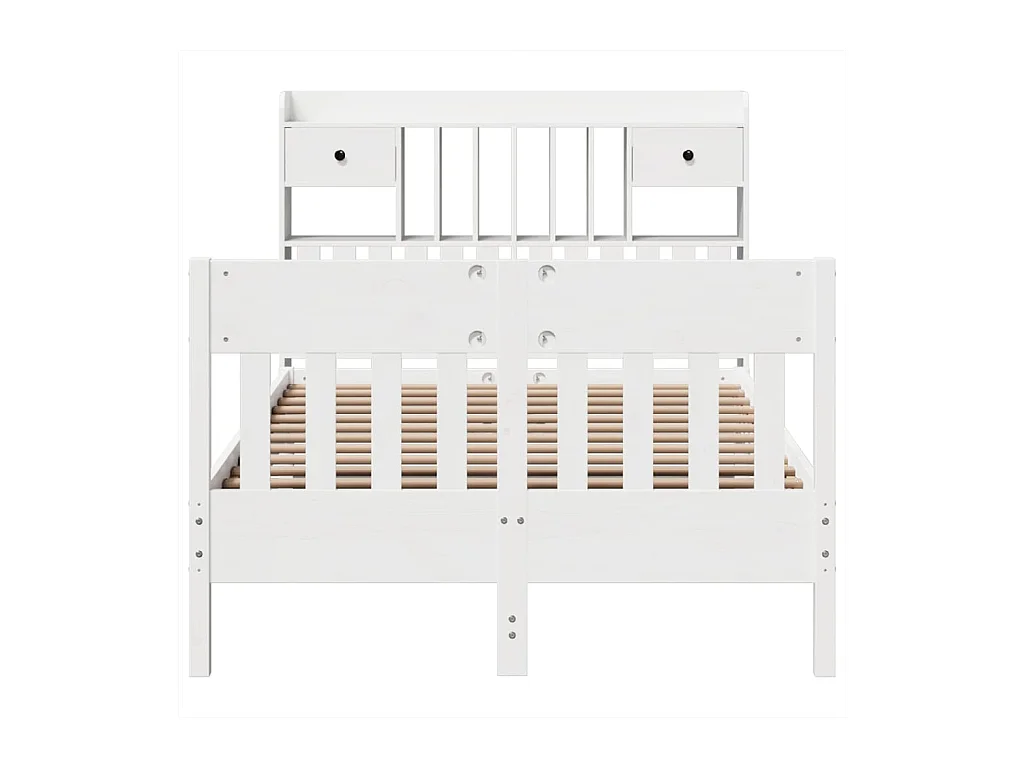 Cama sem colchão 135x190 cm madeira de pinho maciça branco