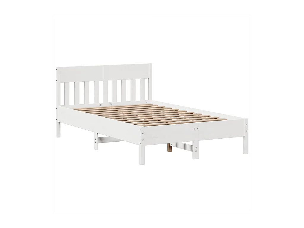 Cama sem colchão 135x190 cm madeira de pinho maciça branco
