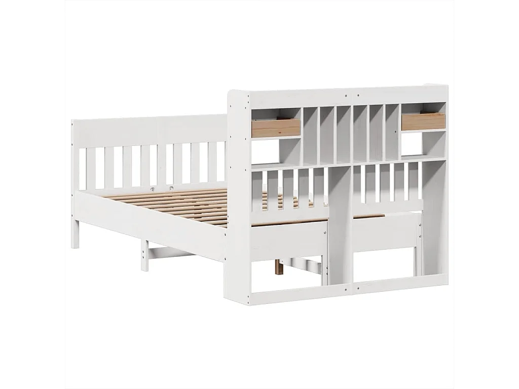 Cama sem colchão 135x190 cm madeira de pinho maciça branco