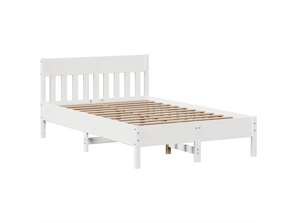 Cama sem colchão 135x190 cm madeira de pinho maciça branco