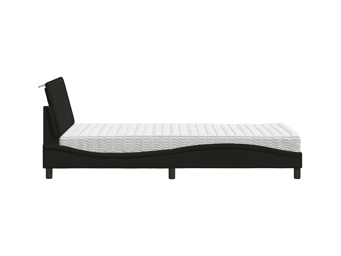 Bed met matras "Hanko" stof zwart 80x200 cm