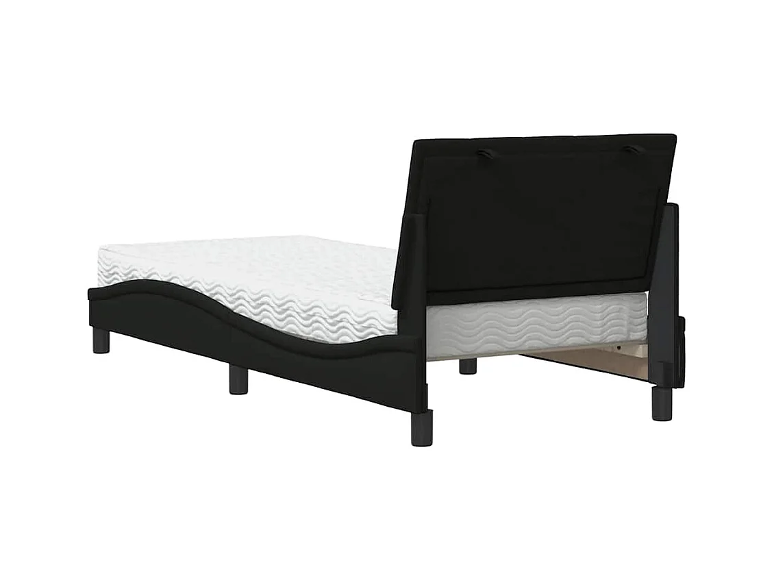 Bed met matras "Hanko" stof zwart 80x200 cm
