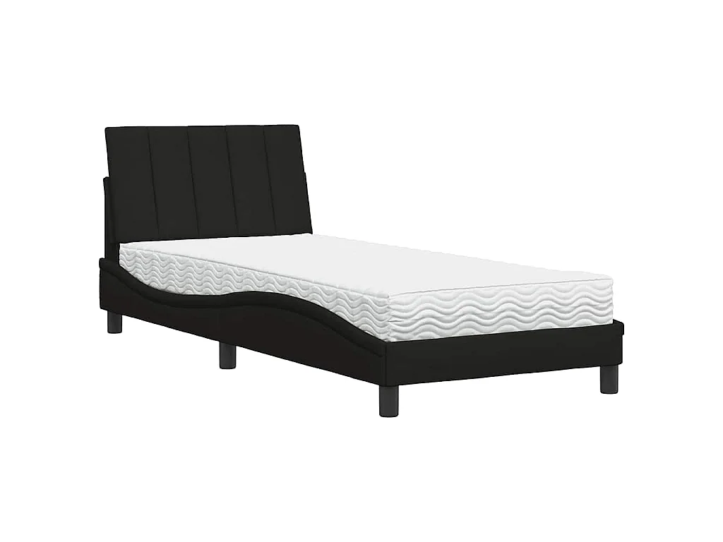 Bett mit Matratze "Hanko" Schwarz 80x200 cm Stoff