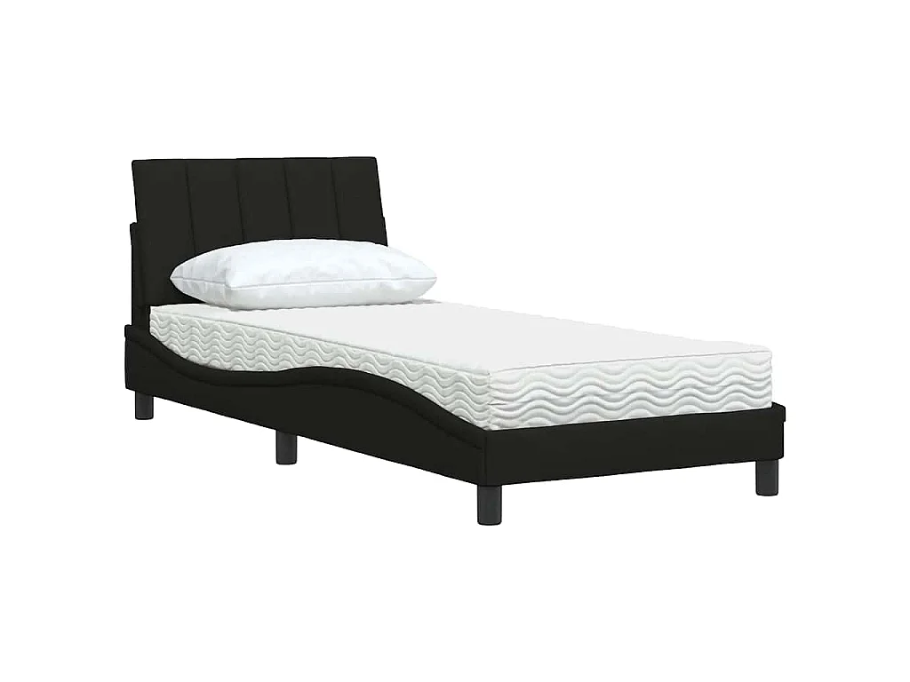 Bett mit Matratze "Hanko" Schwarz 80x200 cm Stoff