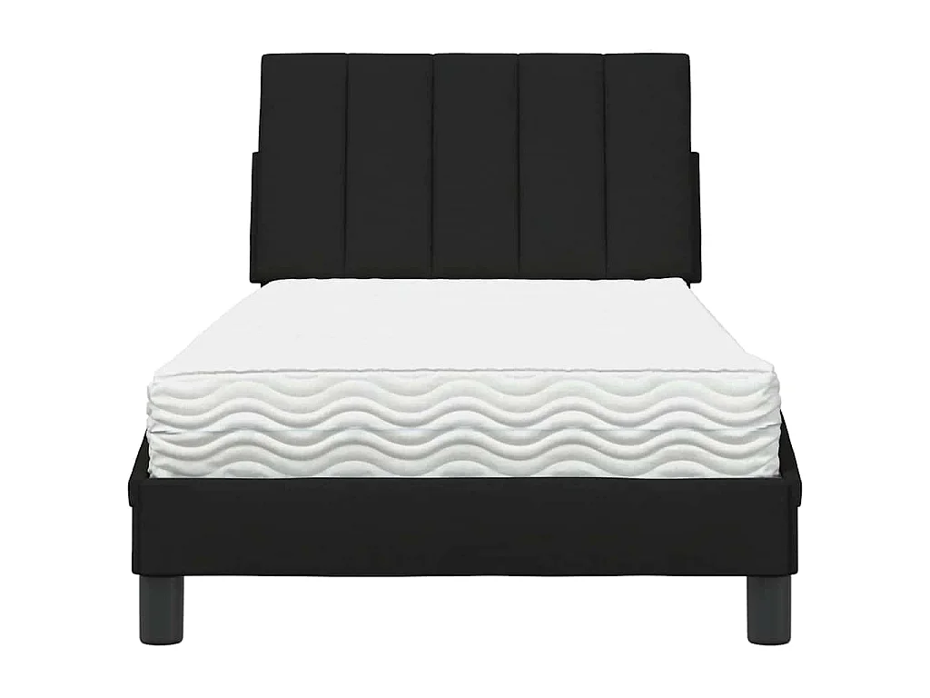 Bett mit Matratze "Hanko" Schwarz 80x200 cm Stoff