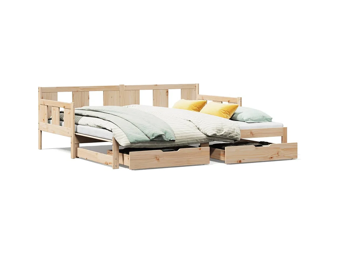 Lit de jour avec gigogne et tiroirs sans matelas 80x200 cm