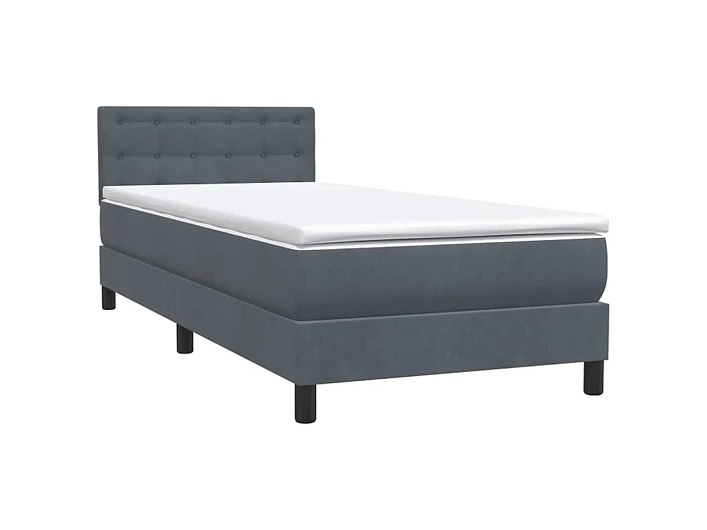 Letto a Molle con Materasso e LED Grigio Scuro 80x210 cm Velluto