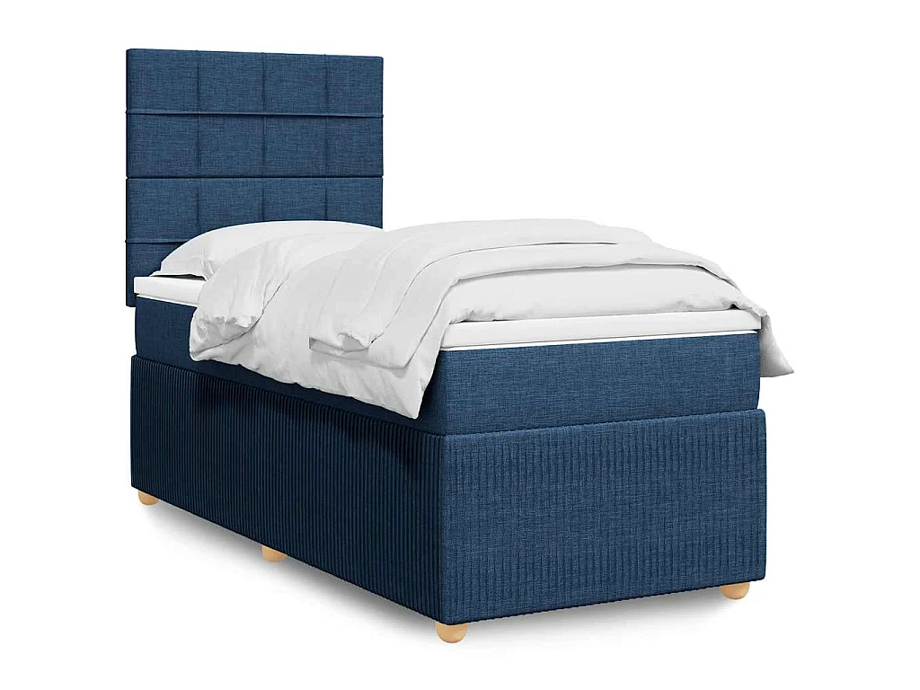 Boxspring met matras stof blauw 80x200 cm