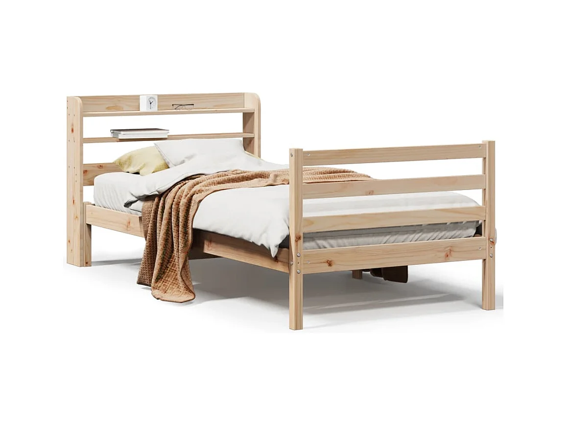 Giroletto con Testiera 75x190 cm in Legno Massello di Pino