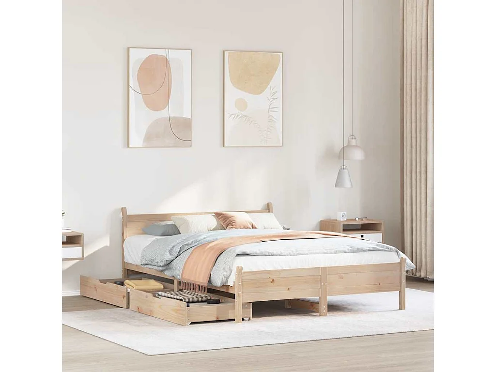Cama sem colchão 135x190 cm madeira de pinho maciça