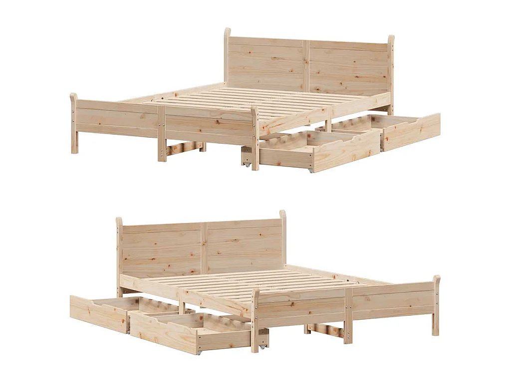 Cama sem colchão 135x190 cm madeira de pinho maciça