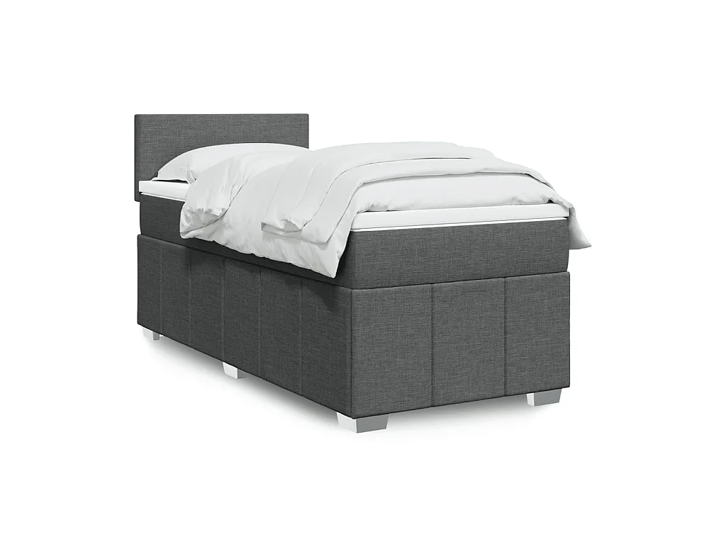 Sommier à lattes de lit avec matelas Gris foncé 80x200 cm Tissu