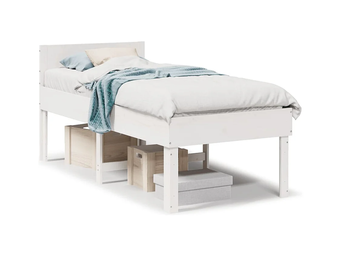 Cadre de lit sans matelas blanc 75x190 cm bois de pin massif