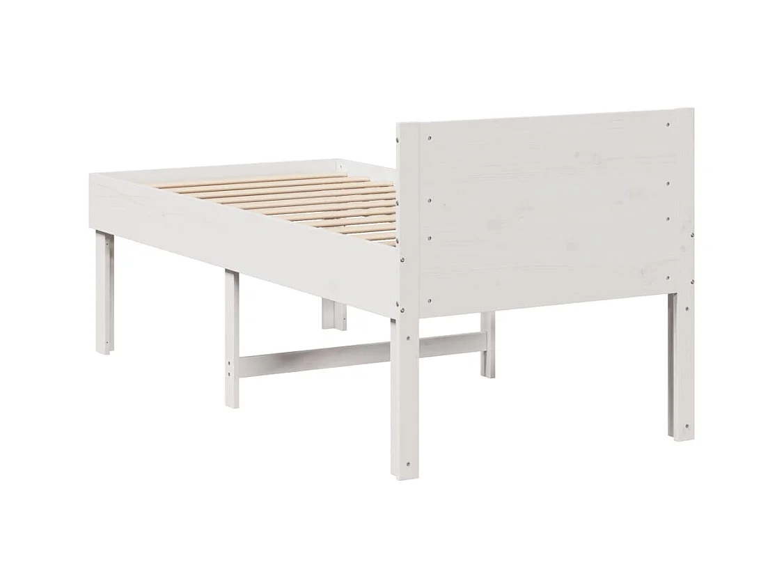 Cadre de lit sans matelas blanc 75x190 cm bois de pin massif