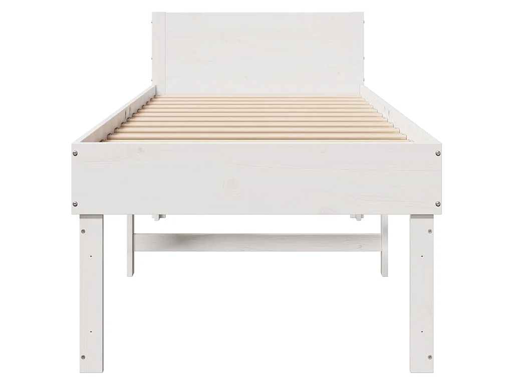 Letto senza Materasso Bianco 75x190 in Legno Massello di Pino