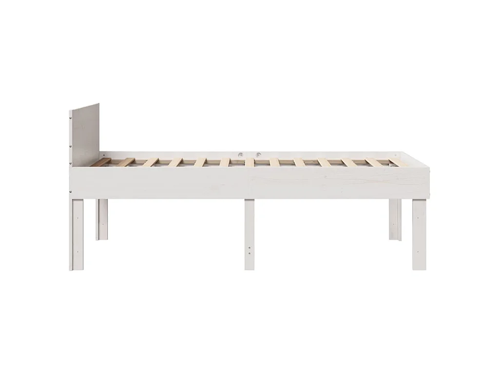 Letto senza Materasso Bianco 75x190 in Legno Massello di Pino