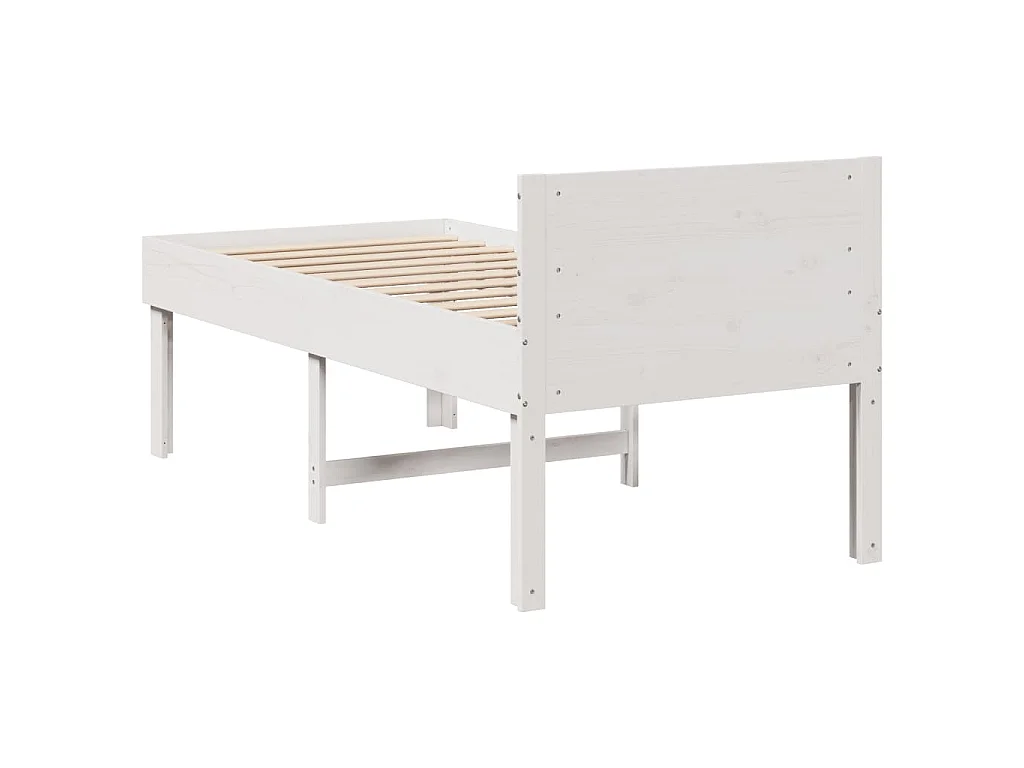 Letto senza Materasso Bianco 75x190 in Legno Massello di Pino
