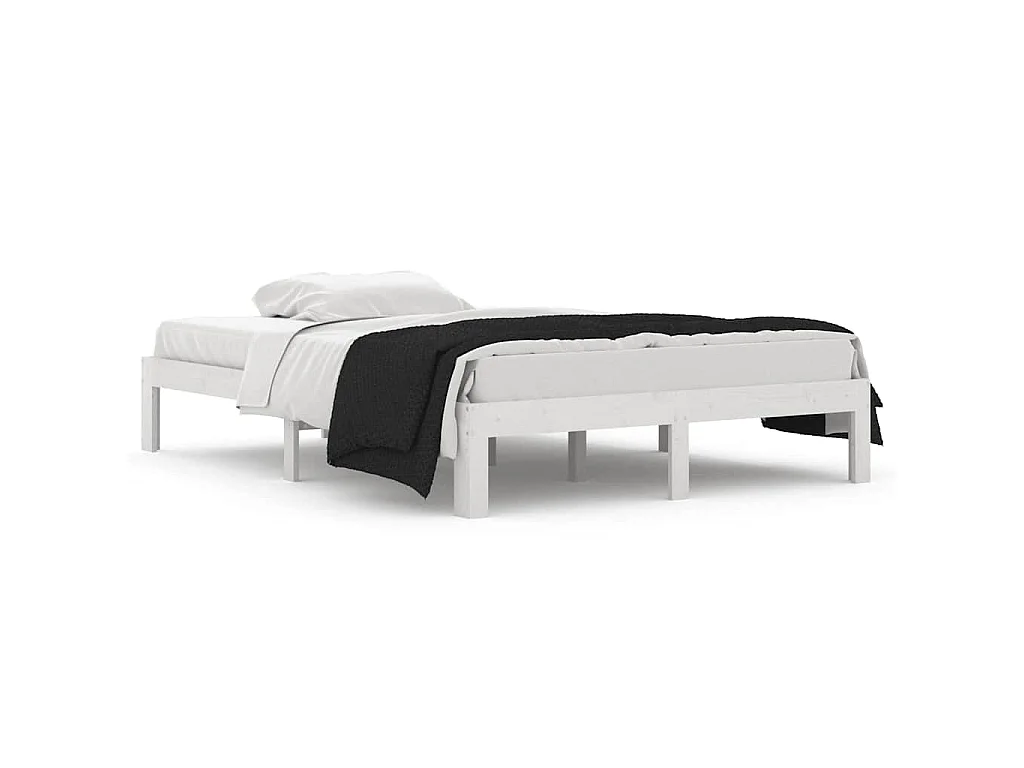 Estrutura de cama casal 135x190 cm madeira maciça branco