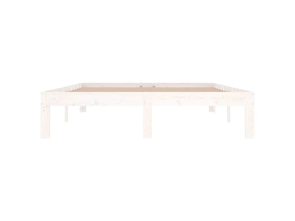 Estrutura de cama casal 135x190 cm madeira maciça branco