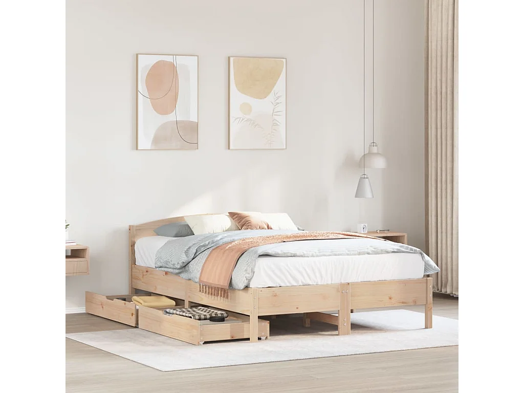 Cadre de lit sans matelas 135x190 cm bois de pin massif