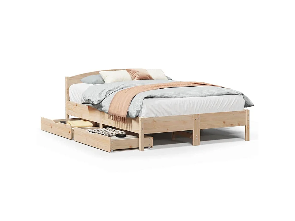 Cadre de lit sans matelas 135x190 cm bois de pin massif
