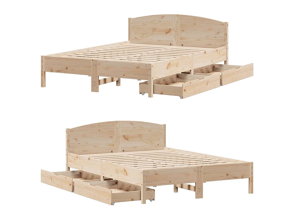 Cadre de lit sans matelas 135x190 cm bois de pin massif