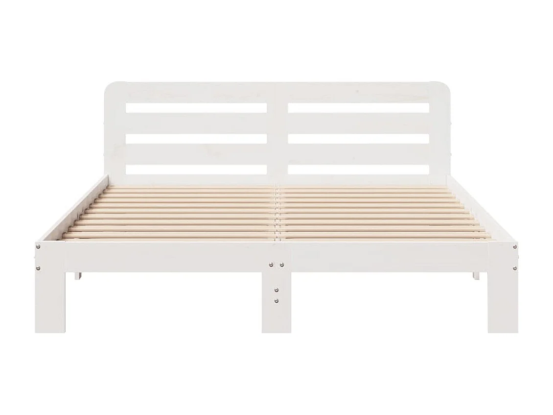Letto senza Materasso Bianco 135x190 cm Legno Massello di Pino