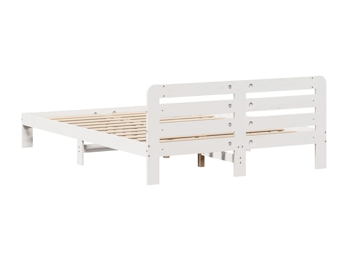Letto senza Materasso Bianco 135x190 cm Legno Massello di Pino