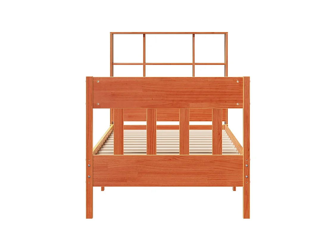 Cadre de lit sans matelas cire marron 75x190 cm bois pin massif
