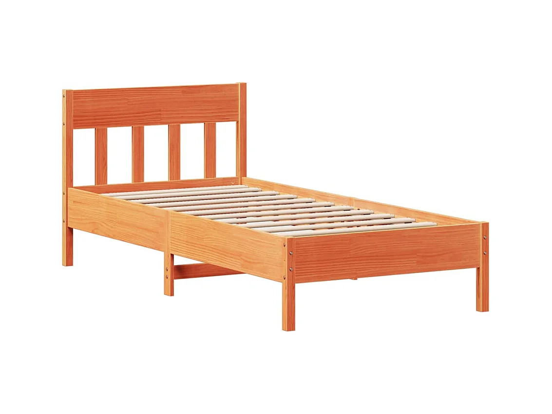 Cadre de lit sans matelas cire marron 75x190 cm bois pin massif