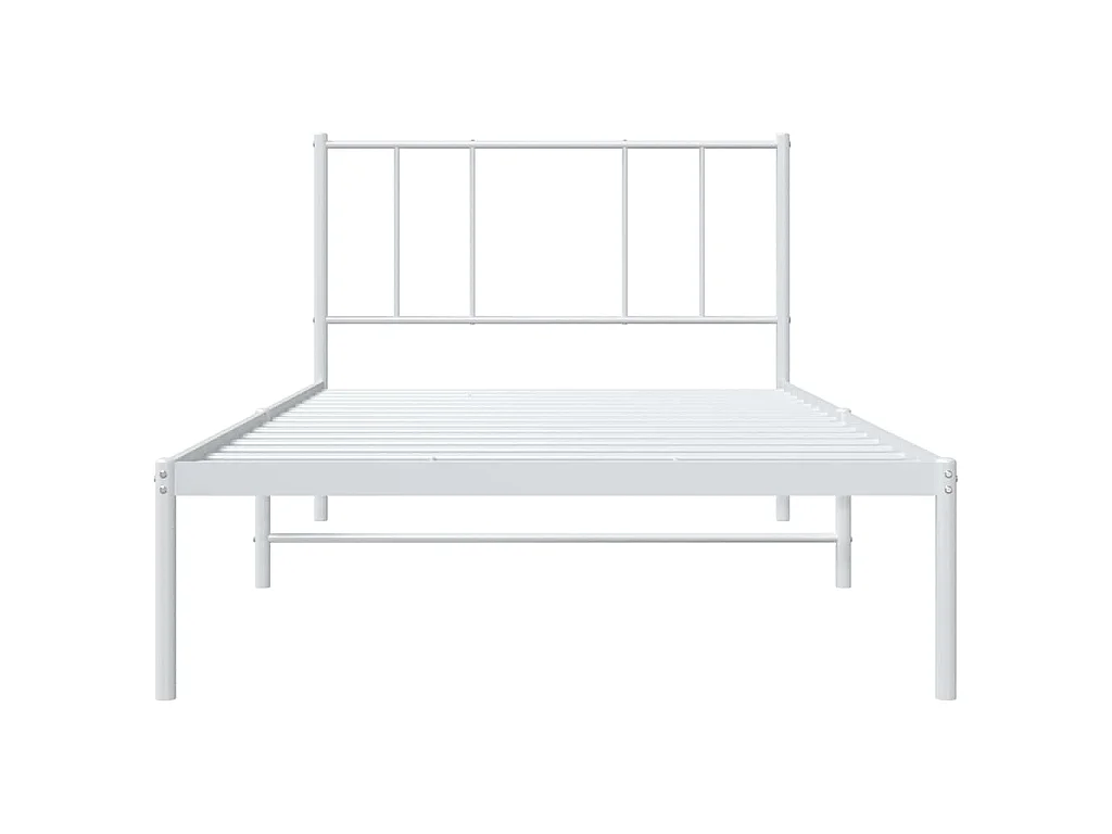 Cadre de lit métal sans matelas avec tête de lit blanc 80x200cm