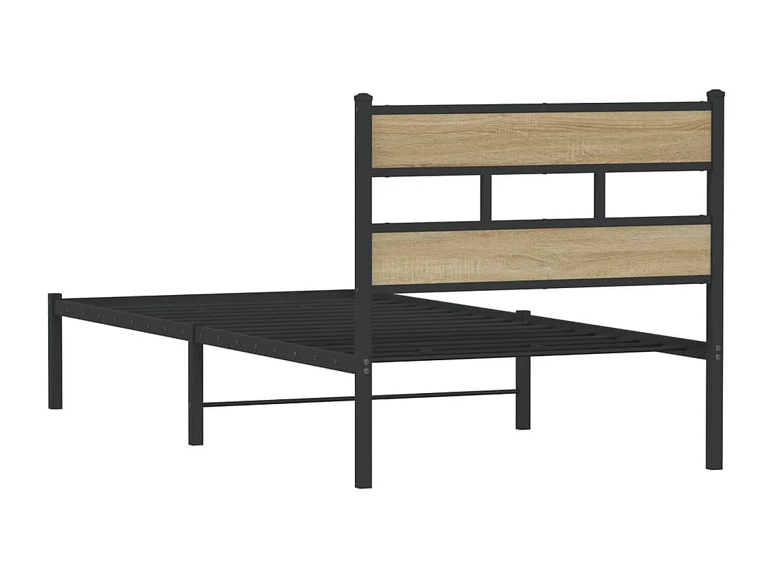 Cadre de lit en métal sans matelas chêne sonoma 75x190 cm
