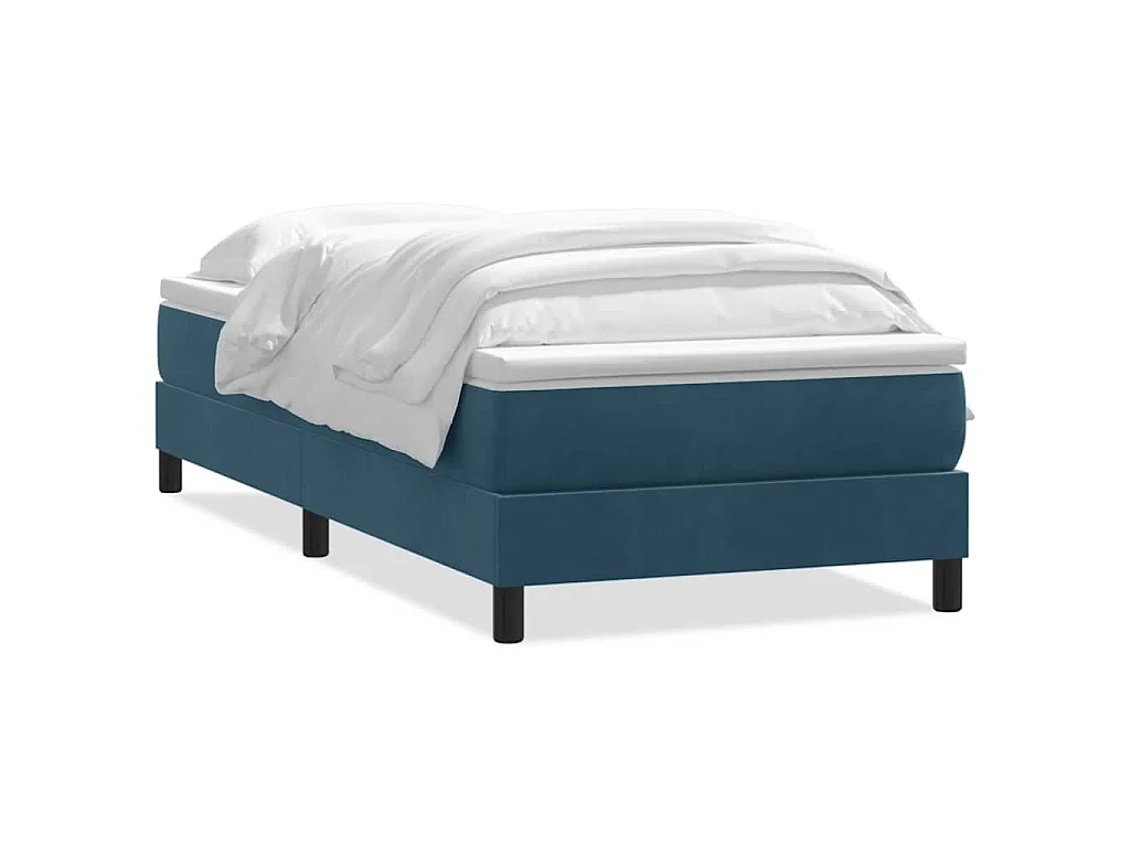 Cama com molas/colchão 80x220 cm veludo azul-escuro