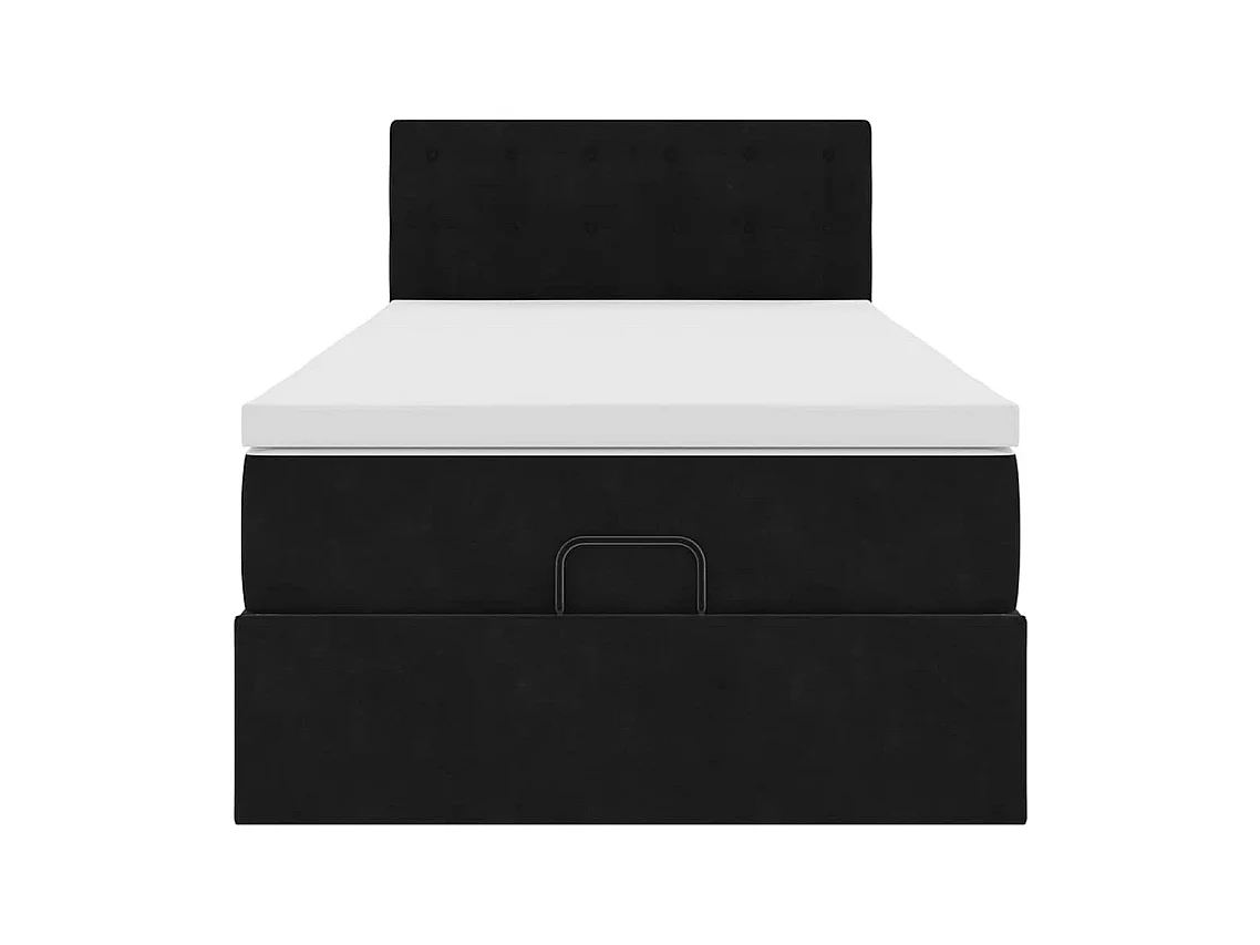 Struttura Letto Pouf con Materasso Nero 80x200 cm in Velluto