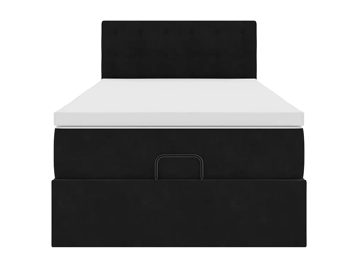 Ottoman-Bett mit Matratze Schwarz 80x200 cm Samt