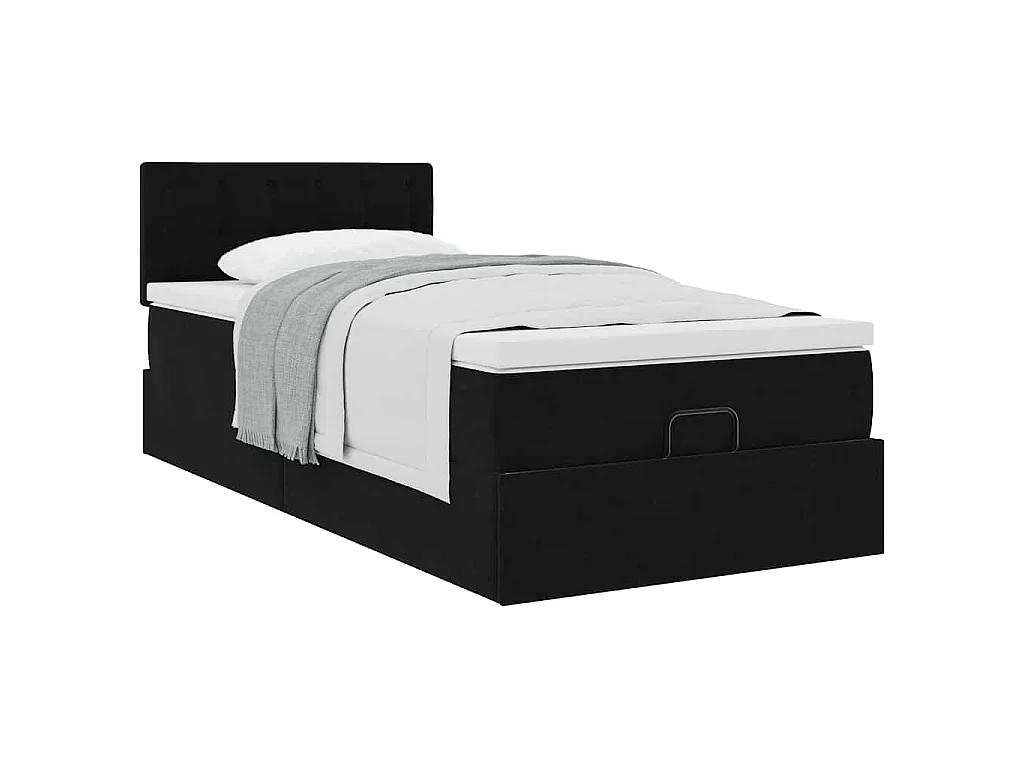 Ottoman-Bett mit Matratze Schwarz 80x200 cm Samt