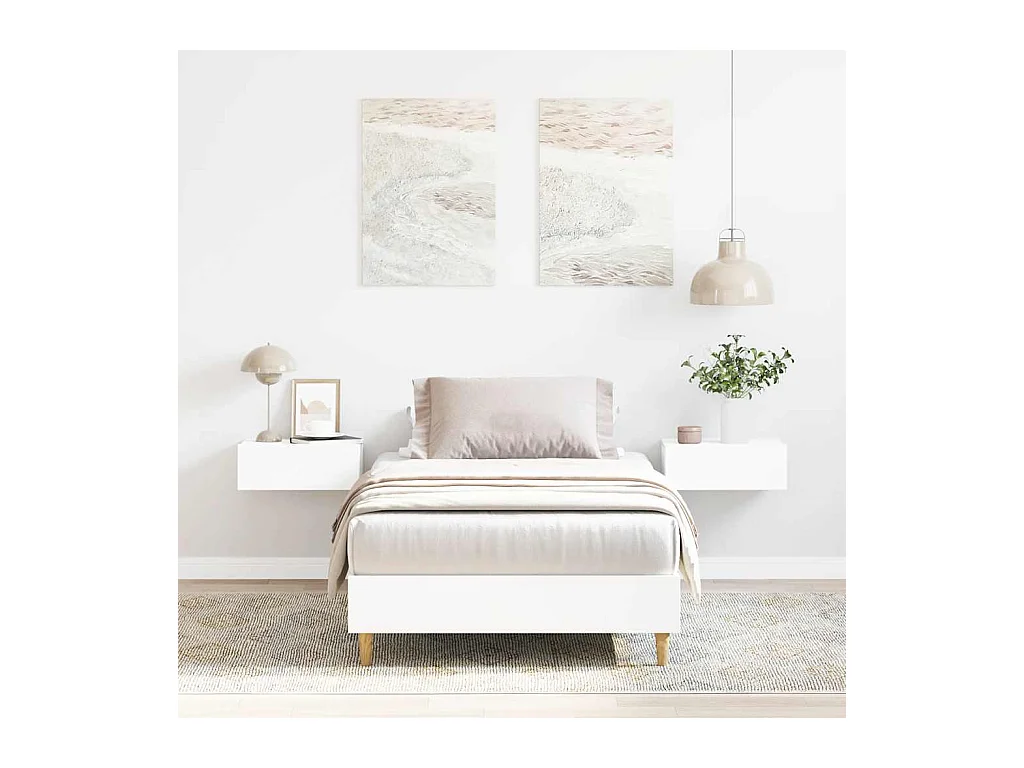 Cadre de lit sans matelas blanc 75x190 cm bois d'ingénierie