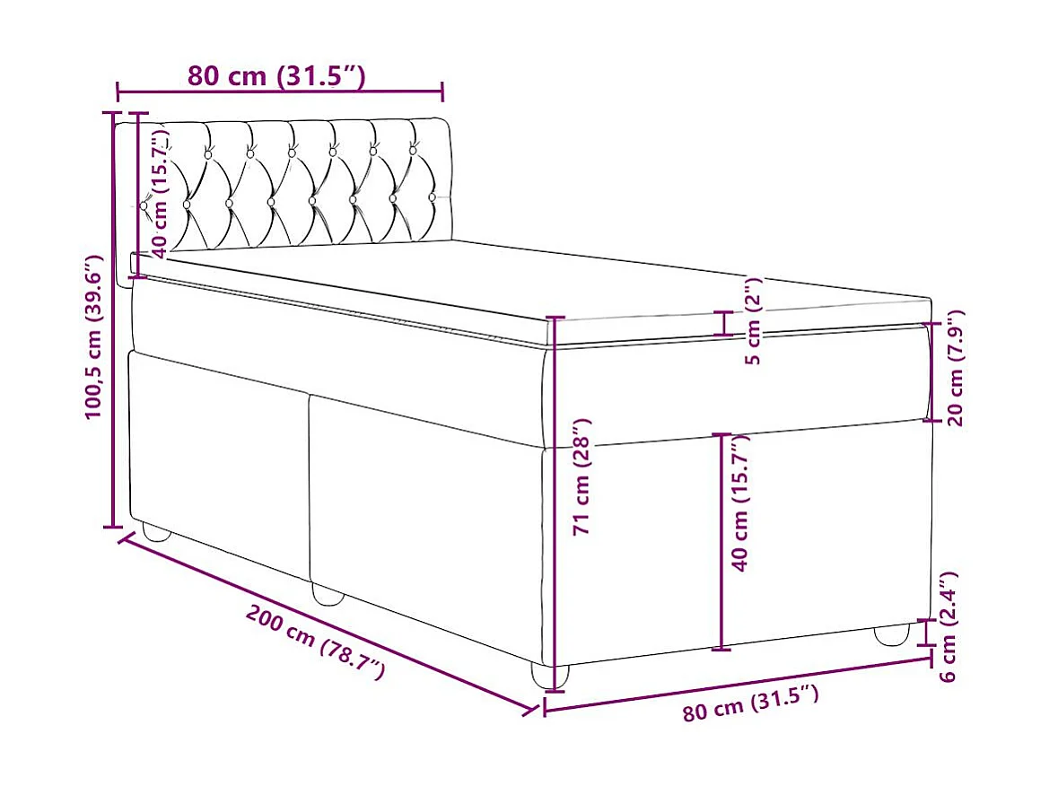 Giroletto a Molle con Materasso Crema 80x200 cm inTessuto