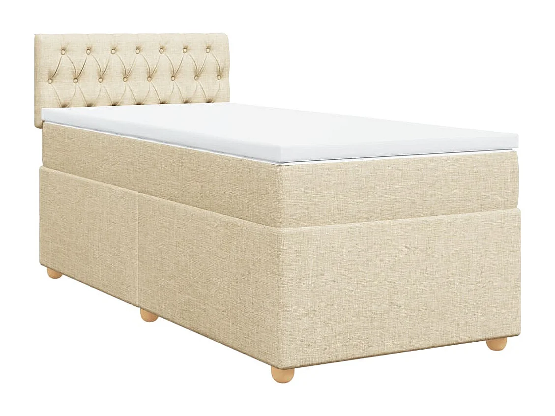 Cama box spring con colchón tela color crema 80x200 cm