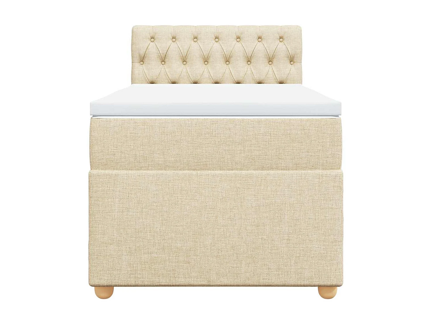 Cama box spring con colchón tela color crema 80x200 cm