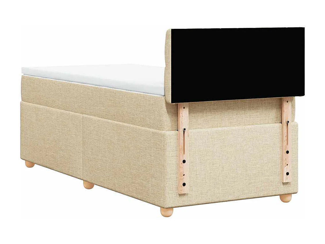 Cama box spring con colchón tela color crema 80x200 cm