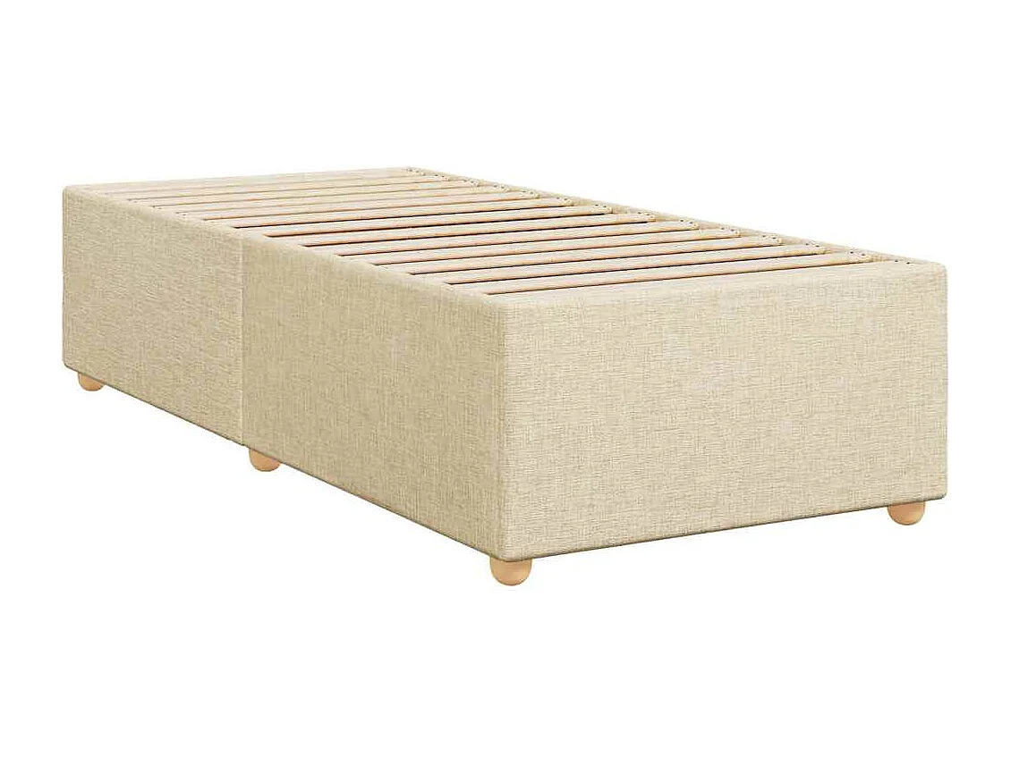 Cama box spring con colchón tela color crema 80x200 cm