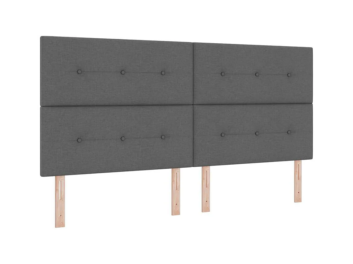 Lit à ressorts avec matelas Gris foncé 200 x 200 cm tissu