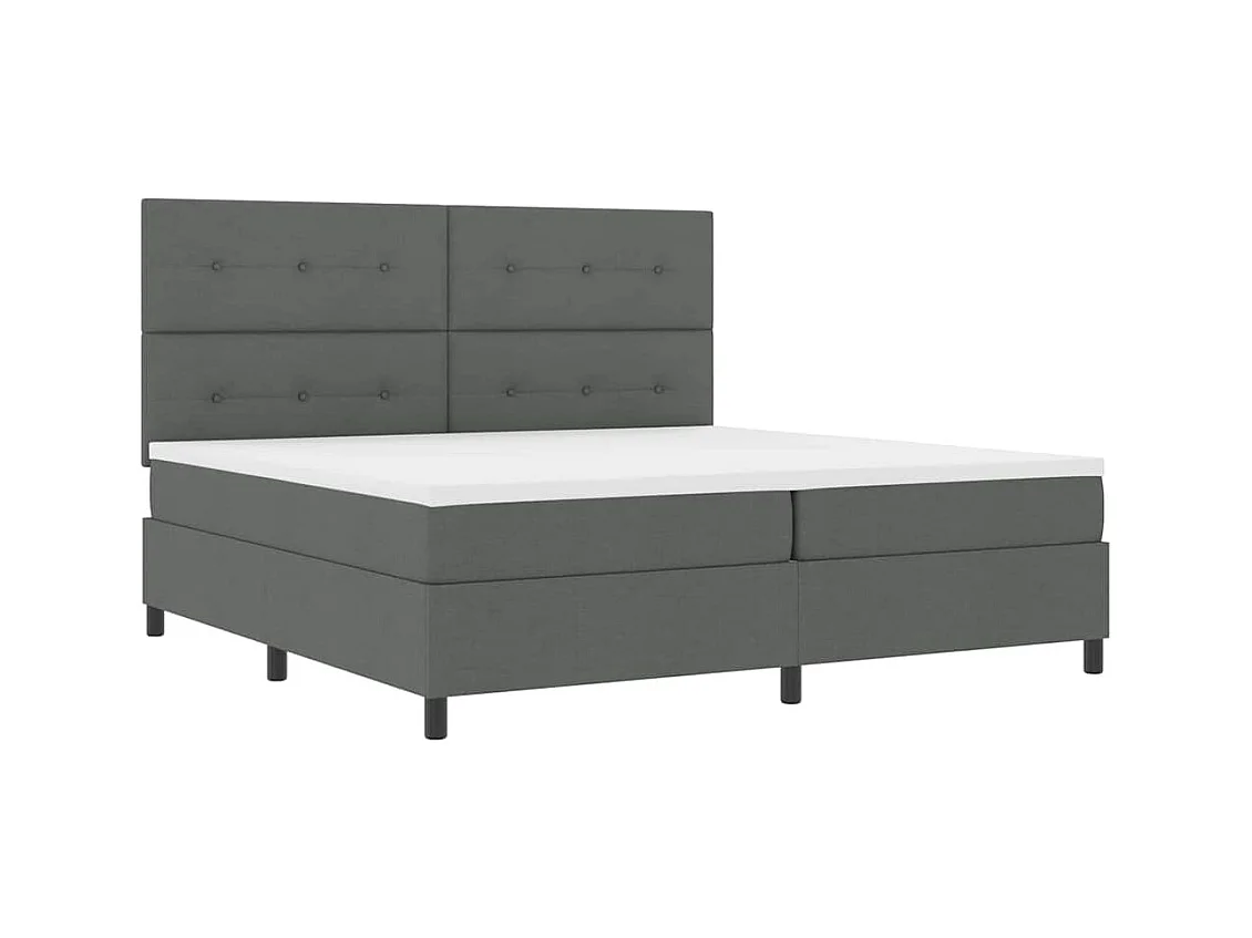 Lit à ressorts avec matelas Gris foncé 200 x 200 cm tissu
