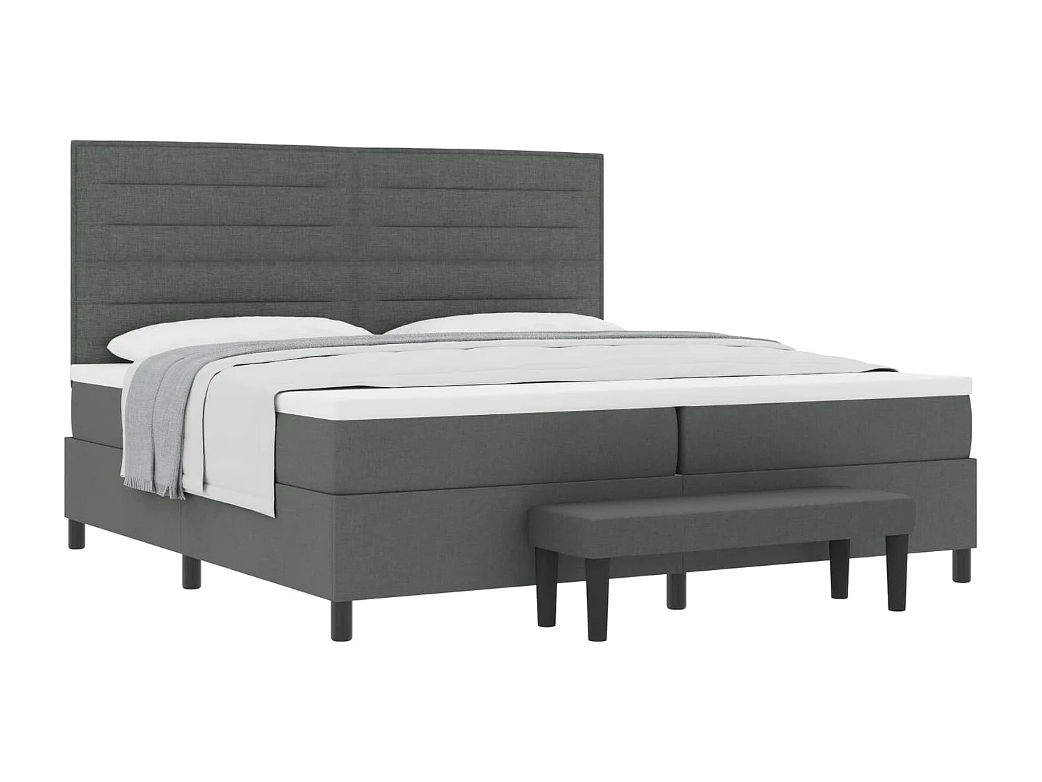 Letto a molle con materasso Grigio scuro 200 x 200 cm Tessuto