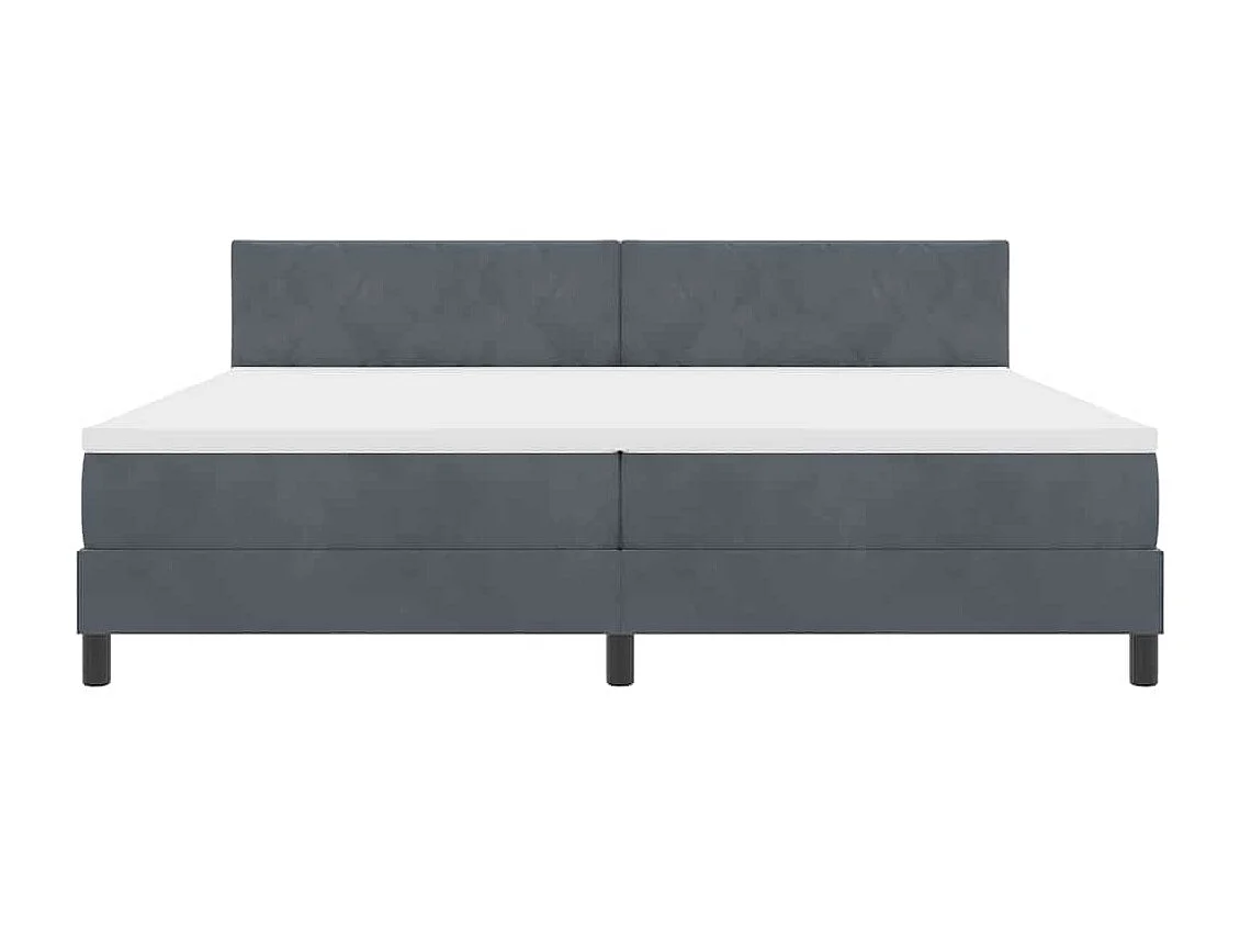 Lit à ressorts avec tête de lit Gris foncé 200 x 200 cm Velours