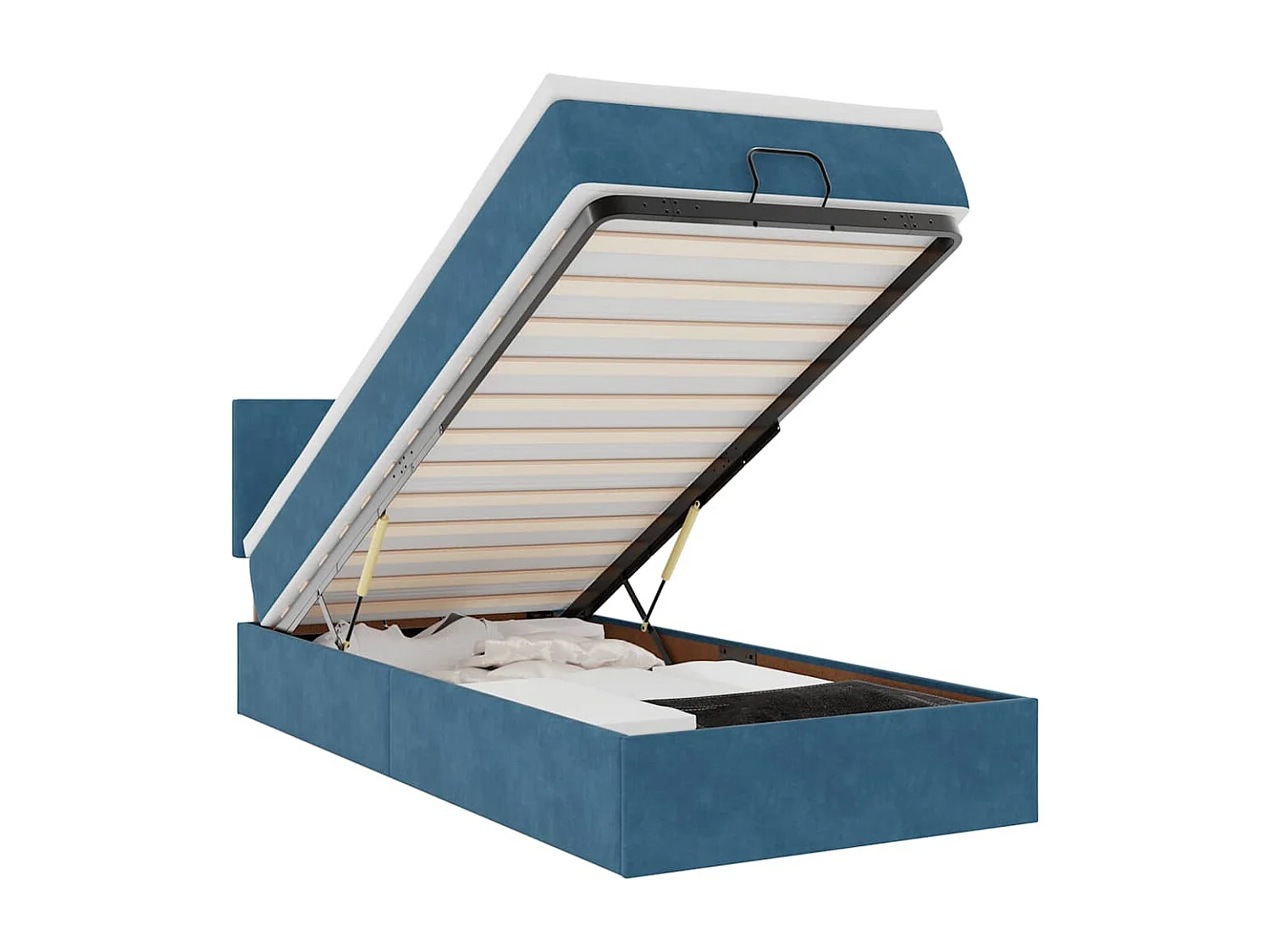 Pouf Letto con Materasso e LED Blu Scuro 80x200cm in Velluto