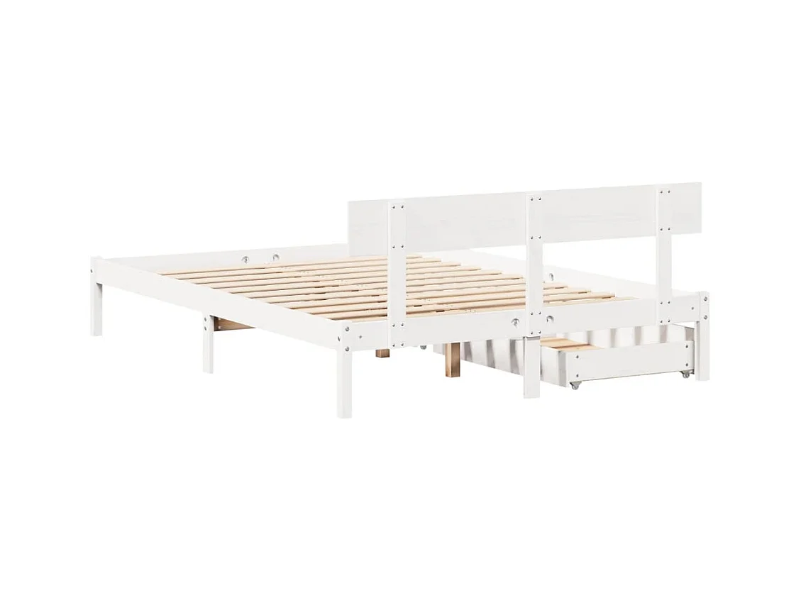 Massivholzbett ohne Matratze Weiß 135x190 cm Kiefernholz